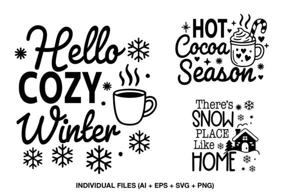 Cozy Winter SVG Bundle Quotes Set: Graphics for Crafts