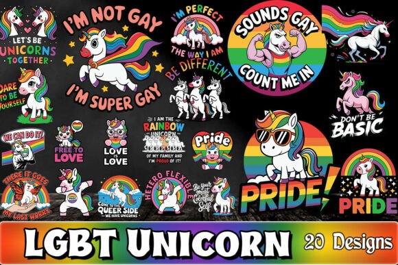 LGBT Unicorn SVG Bundle for Graphics and Crafts