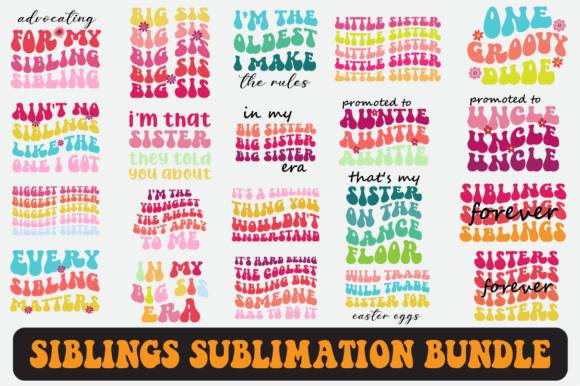 Siblings Svg Sublimation Design Bundle for Graphics and Crafts
