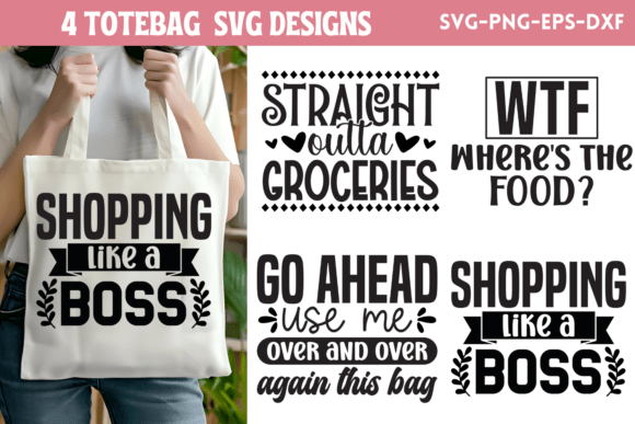 Tote Bag SVG Quote Bundle 5 for Graphics and Crafts
